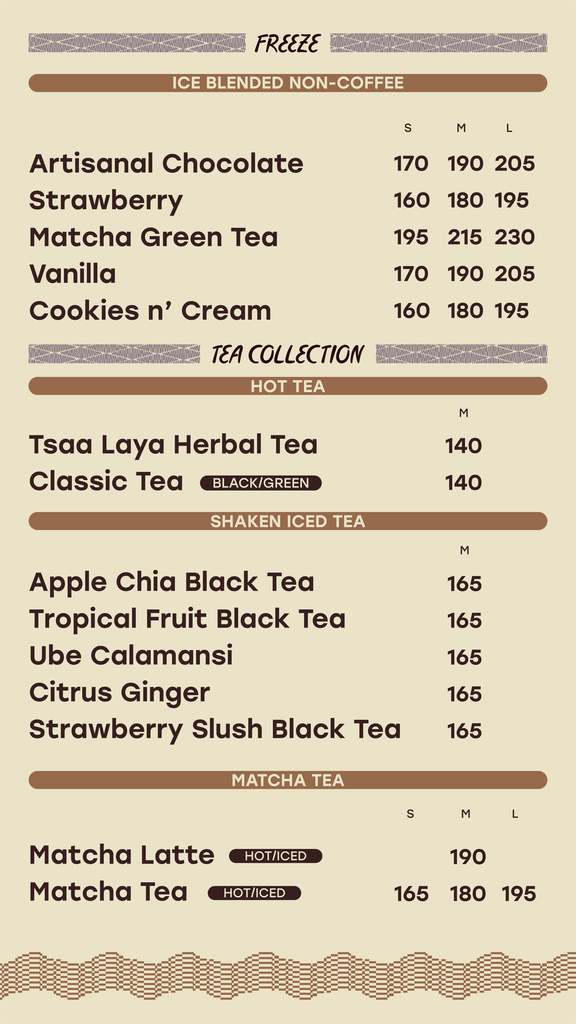 Menu Homegrown Brew Philippine Coffee Store | Bo's Coffee