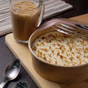 Philippine Coffee Carrot Cake Tub with a spoon and Cup of Coffee - Bo's Coffee